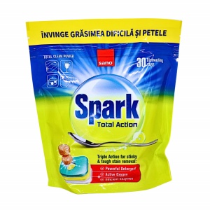 Detergent tablete vase Sano Spark Total Action, 30 tablete