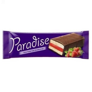 Prajitura cu capsuni glazurata Paradise 25 g, 24 buc