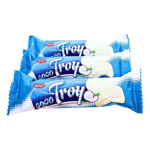Biscuiti marshmallow crema glazura cocos ciocolata alba Coco Troy 50 g, 24 buc - Img 1
