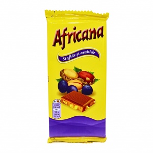 Ciocolata cu arahide si stafide Africana 80 g - Img 1