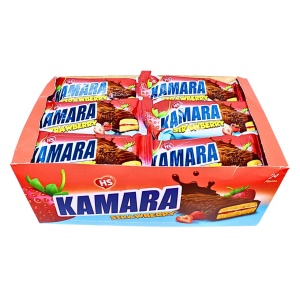 Prajituri capsuni si ciocolata Kamara 20 g, 24 buc
