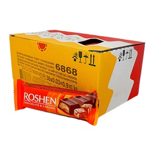 Baton de ciocolata si crema caramel Roshen 30 g, 30 buc - Img 1