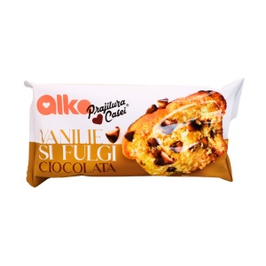 Prajitura Casei cu vanilie si fulgi de ciocolata Alka 60 g, 12 buc - Img 1