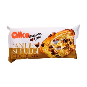 Prajitura Casei cu vanilie si fulgi de ciocolata Alka 60 g, 12 buc - Img 3
