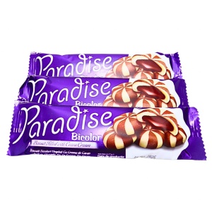 Biscuiti crema cacao bicolori Paradise 27 g, 24 buc
