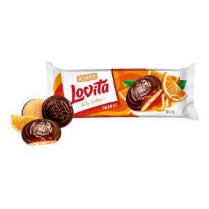 Biscuiti glazurati cu ciocolata si jeleu de portocale Roshen Lovita 135 g - Img 2