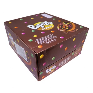 Gogoasa prajitura glazura crema ciocolata si drajeuri Papita Donut 40 g, 24 buc - Img 4