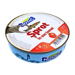 Conserva rotunda de peste sprot in sos tomat Novac 160 g - Img 2
