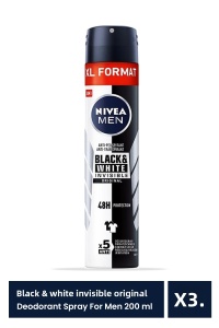 Deodorant antiperspirant Men B&W Invisible Original pentru bărbați, 200 ml x 3 buc.