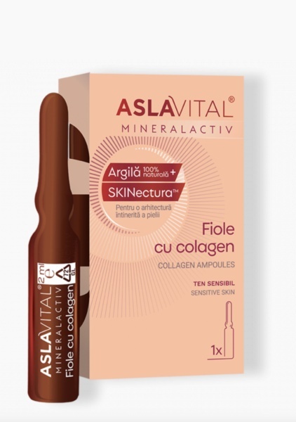 Fiola cu colagen si elastina Mineralactiv, 1 fiolă x 2 ml, Aslavital