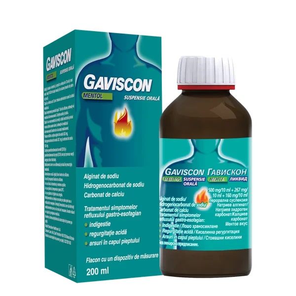Gaviscon Mentol suspensie orala, 200 ml, Reckitt Benckiser