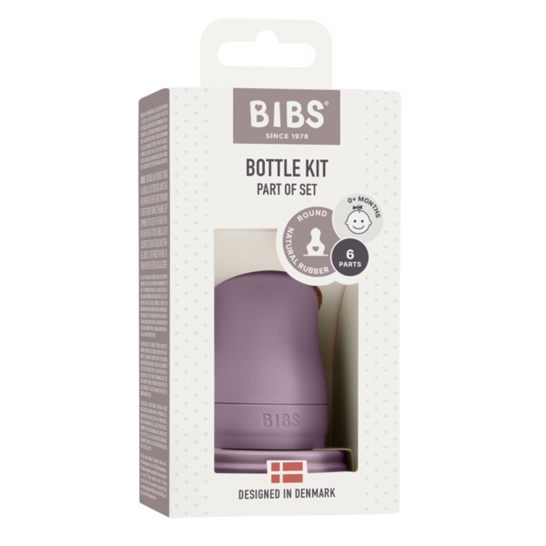 Kit complet pentru biberon din sticla, 0 luni+, Mauve, Bibs 5013300