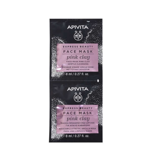 Masca pentru ten senibil cu argila roz, 2 x 8 ml, Apivita