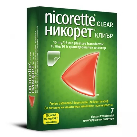 Nicorette® Clear 15mg/16h plasture transdermic, 7 plasturi, Kenvue