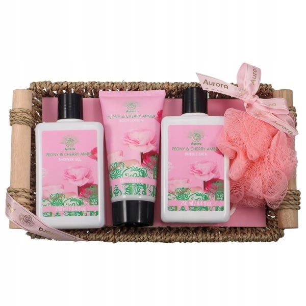 Set cosmetice Peony & Cherry Amber, 4 produse, Aurora