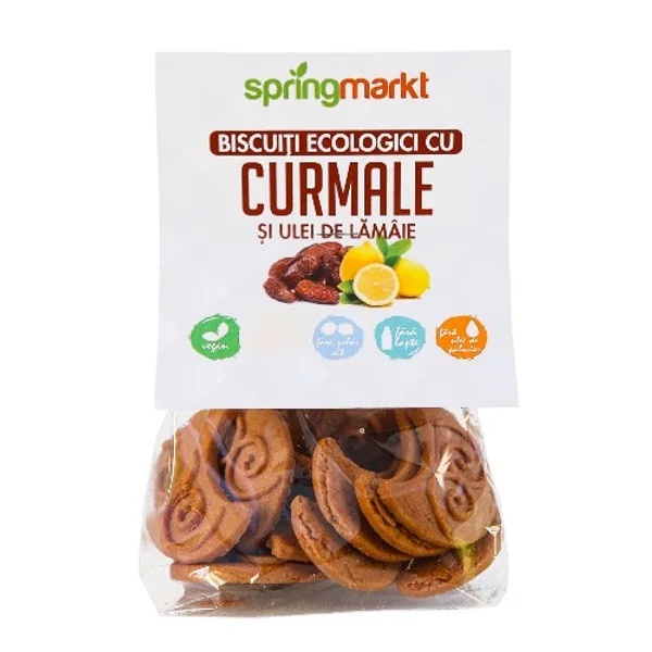 Biscuiti Eco cu curmale si ulei de lamaie, 100 g, Springmarkt