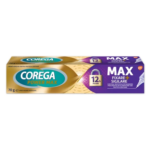 Crema adeziva pentru proteza dentara Corega Power Max Fixare + Sigilare, 70 g, Gsk
