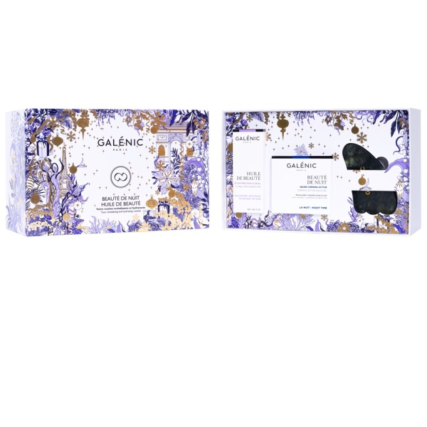 Pachet Gel chrono-activ pentru noapte Beaute de Nuit, 50ml + Elixir floral pre-ingrijire pentru ten, 30ml + GuaSha din jad, Galenic
