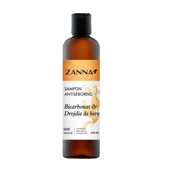 Sampon Antiseboreic cu Bicarbonat si Drojdie de bere, 250 ml, Zanna