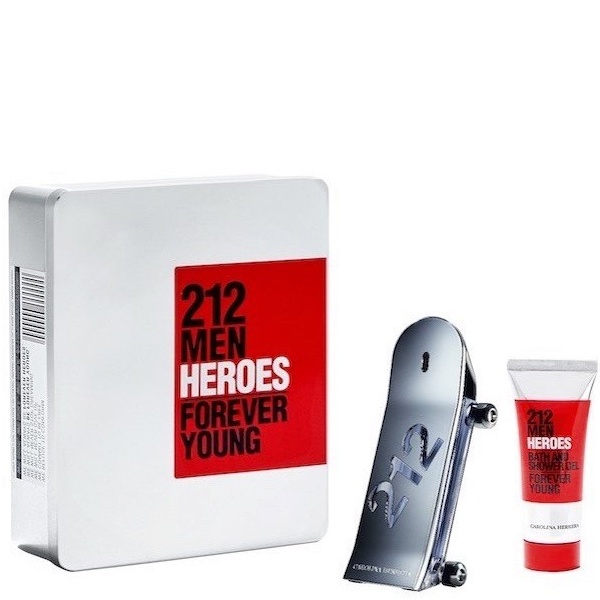 Set Carolina Herrera 212 Heroes Forever Young Men: Apa de toaleta 90 ml + Gel de dus 100 ml
