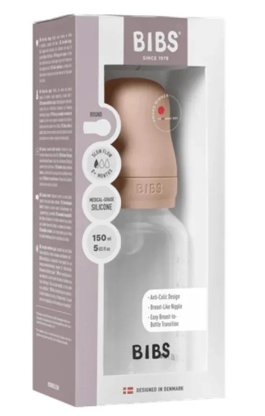 Set Complet Biberon Anticolici cu tetină din silicon, flux lent, 150 ml, Blush, 50161244 Bibs