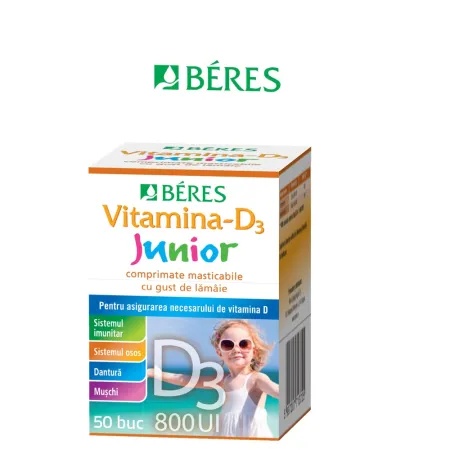 Vitamina-D3 Junior, 800 UI, 50 comprimate masticabile, Beres