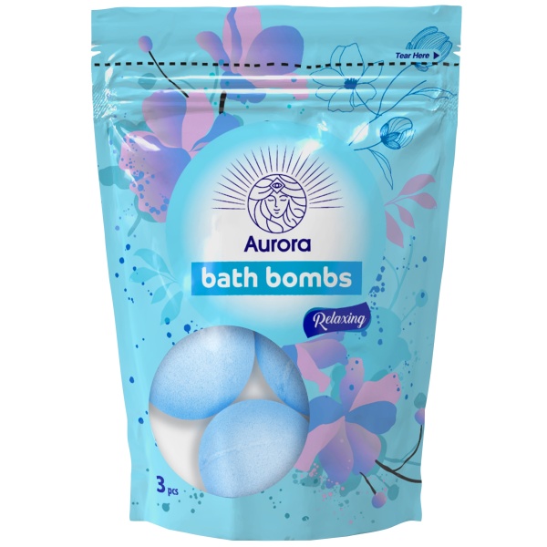 Bombe de baie efervescente Relaxing, 3 bucati x 30g, Aurora