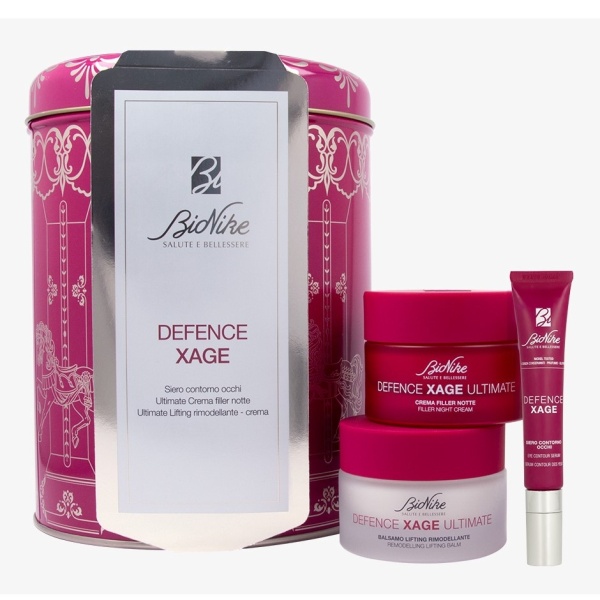 Ser pentru conturul ochilor 15 ml + crema de noapte ultimate filler 50 ml + crema ultimate lifting remodeling 50 ml Defence xage, pachet, Bionike
