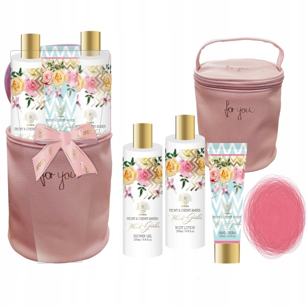 Set de cosmetice Peony & Cherry Amber, 4 produse, Aurora