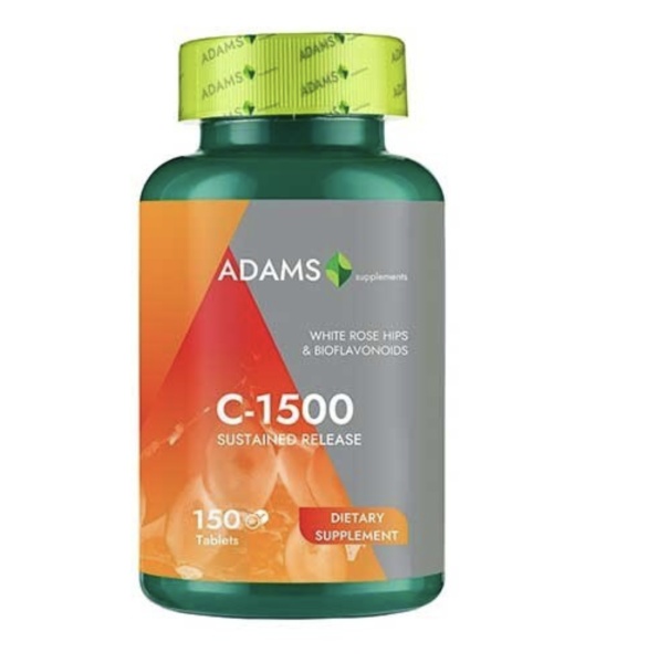 Vitamina C 1500mg cu macese, 150 tablete, Adams