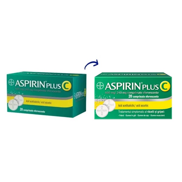 Aspirin Plus C, 20 comprimate efervescente, Bayer