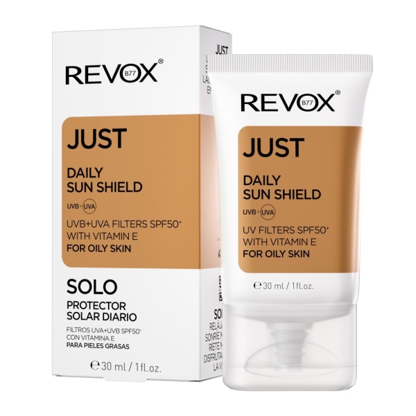 Crema Daily Sun Shield cu acid hialuronic SPF50, 30ml, Revox