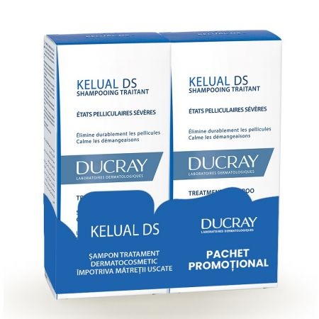 Sampon tratament dermatocosmetic anti-matreata severa Kelual DS, 100 ml + 100 ml, Ducray