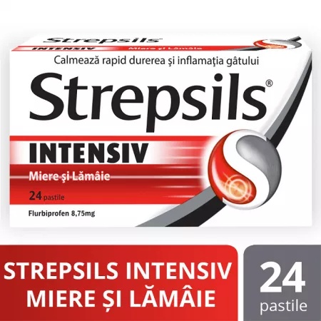Strepsils Intensiv miere si lamaie, 24 pastile, Reckitt Benckiser