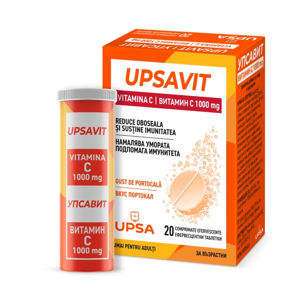 Upsavit Vitamina C, 1000mg, 20 comprimate efervescente, Upsa