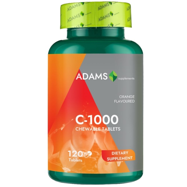 Vitamina C 1000, 120 tablete masticabile, Adams