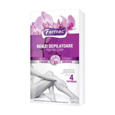 Benzi depilatoare pentru corp cu orhidee, 7 x 2 benzi, Farmec