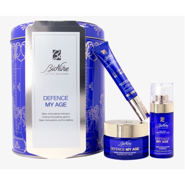 Crema de zi regeneranta 50 ml + ser intensiv regenerant 30 ml + ser pentru conturul ochilor si al buzelor 15 ml Defence my age, pachet, Bionike