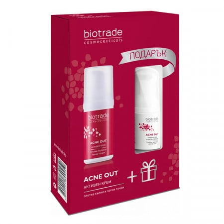 Pachet Acne Out Crema activa pentru ten acneic, 30 ml + Spuma de curatare pentru ten acneic, 20 ml, Biotrade