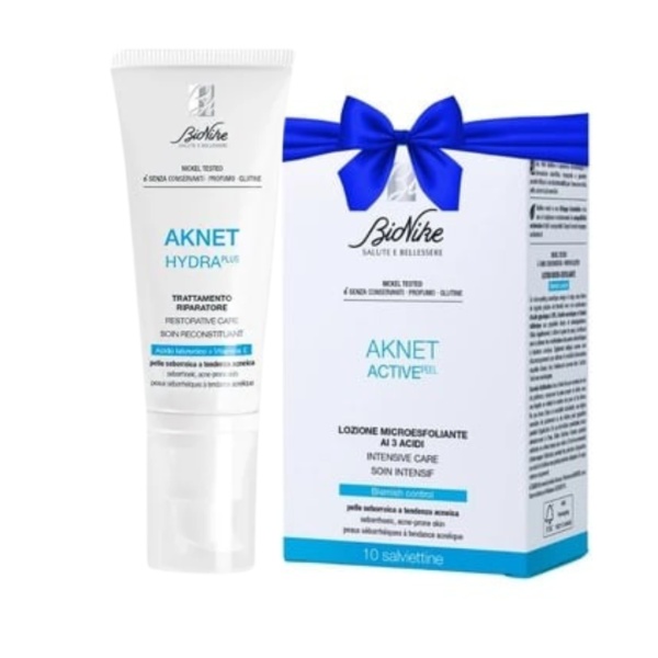 Pachet Aknet Hydra Plus 40 ml + Active Peel 10 servetele de unica folosinta Aknet, Bionike