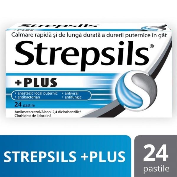 Strepsils Plus, 24 pastile, Reckitt Benckiser