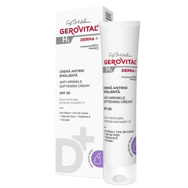 Crema antirid emolienta SPF30 H3 Derma+, 30ml, 412, Gerovital