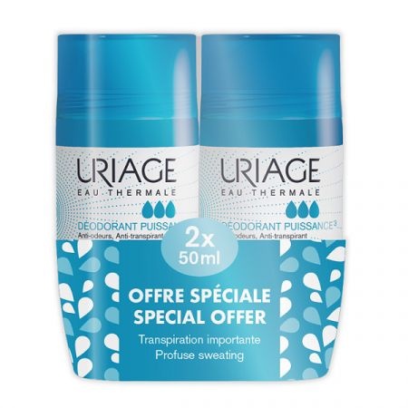 Deodorant roll-on Puissance 3, 2x 50 ml, PACHET PROMO, Uriage