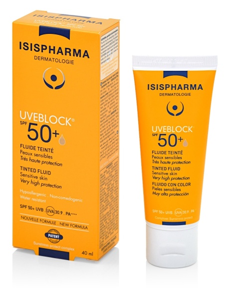 Fluid nuantator cu protectie solara Uveblock SPF50+ Tinted Fluid, 40ml, Isis Pharma
