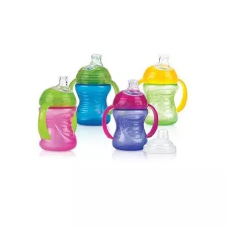 Pahar stop picătură cu mânere și super tetină Vari-Flo, 240 ml, 6+ luni, Nuby