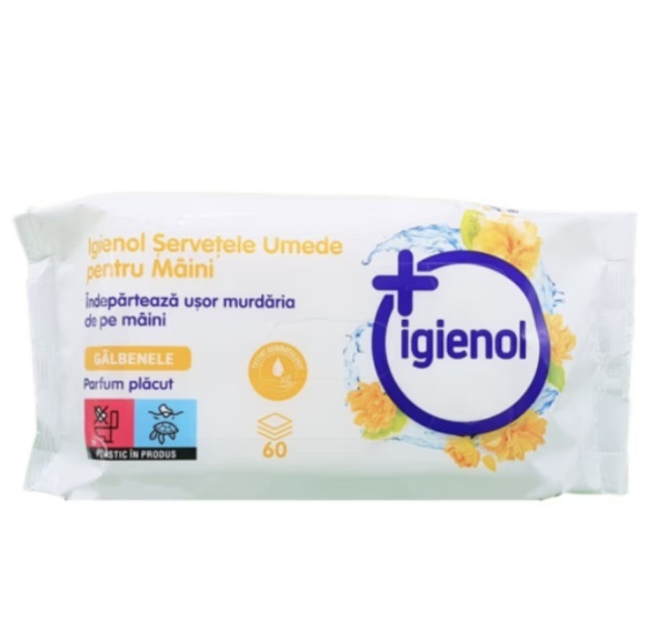 Servetele umede Igienol cu extract de gălbenele, 60 bucăți, Igienol