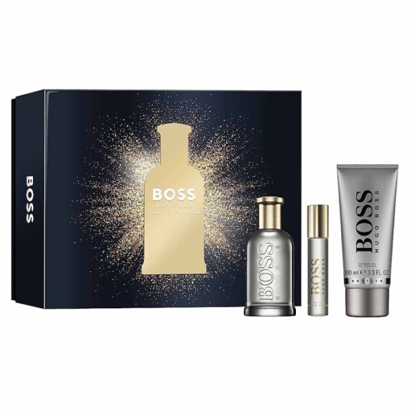 Set Boss Bottled Apa de parfum 100 ml, apa de parfum mini 10 ml si gel de dus 100 ml, Hugo Boss
