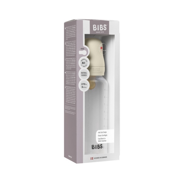 Set Complet Biberon anticolici cu tetina din latex flux mediu, 270 ml, Ivory 501721, Bibs