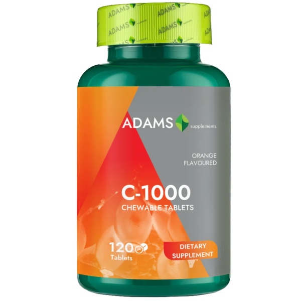 Vitamina C-1000, 120 tablete masticabile, Adams Vision