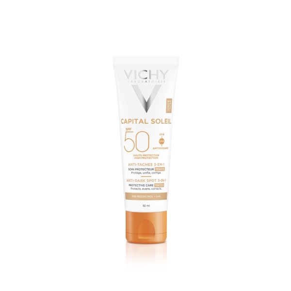 Crema colorata anti-pete pigmentare cu protectie solara SPF 50+ pentru fata Capital Soleil, 50 ml, Vichy